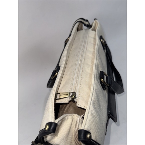 Missnine Laptop Tote Bag Canvas for Women 15.6 Computer Briefcase Black & Cream - Picture 10 of 16